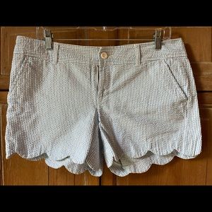 LILLY PULITZER Seersucker Shorts Blue White Striped 10